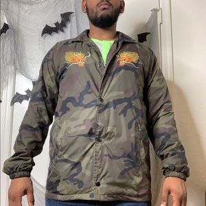 Rare* HUF Camo green Suzuki Dragon 🐉 windbreaker